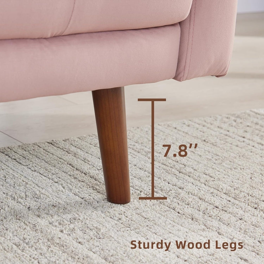 Canapé en tissu 74'' avec poches de rangement et pieds en bois massif