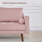 Canapé 3 places moderne en tissu de 74 pouces avec pieds en bois, poches de rangement et coussins en mousse haute densité