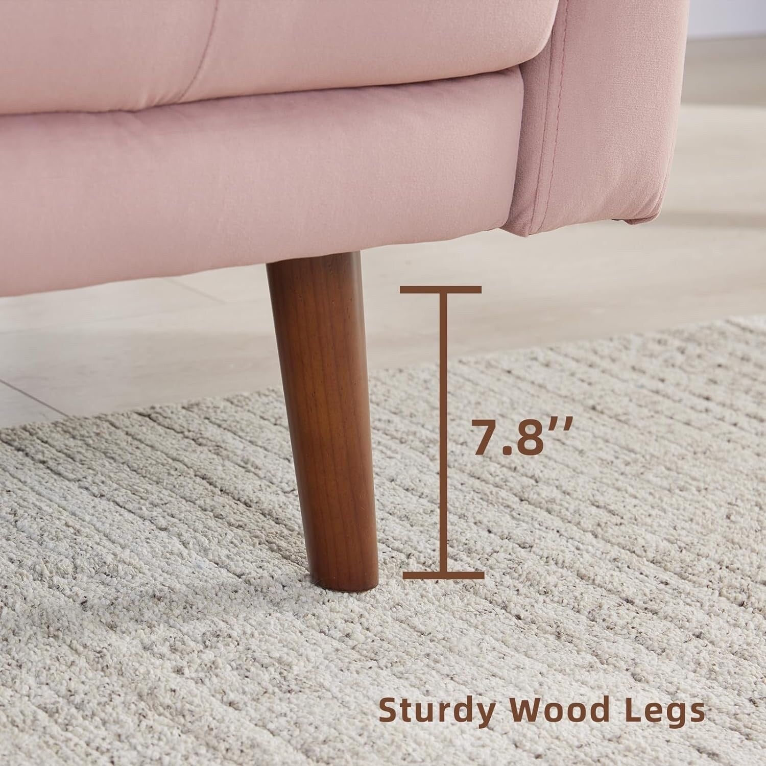 Canapé 3 places moderne en tissu de 74 pouces avec pieds en bois, poches de rangement et coussins en mousse haute densité