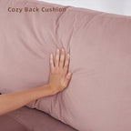 Canapé 3 places moderne en tissu de 74 pouces avec mousse haute densité, pieds en bois et poches de rangement