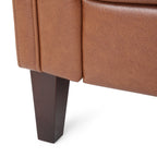 Canapé 3 places capitonné en similicuir 75,5 avec pieds en bois de bouleau pour le salon