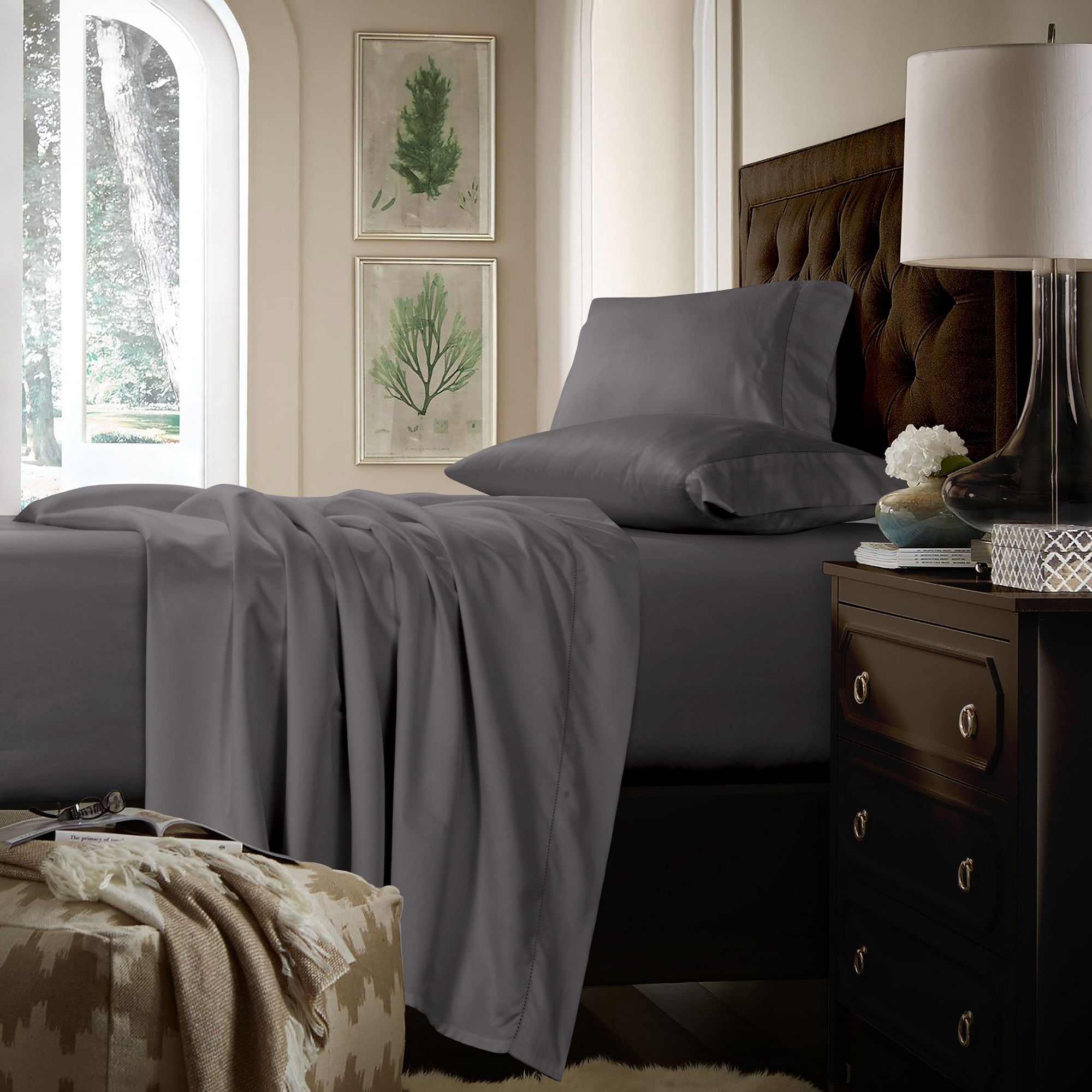 Taies d'oreiller en satin de coton 750 fils (lot de 2)