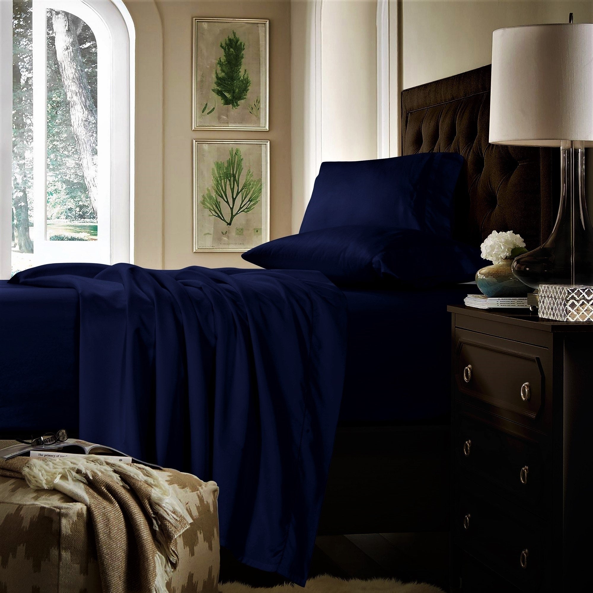 Parure de draps extra-profonds en coton 750 fils avec drap plat surdimensionné