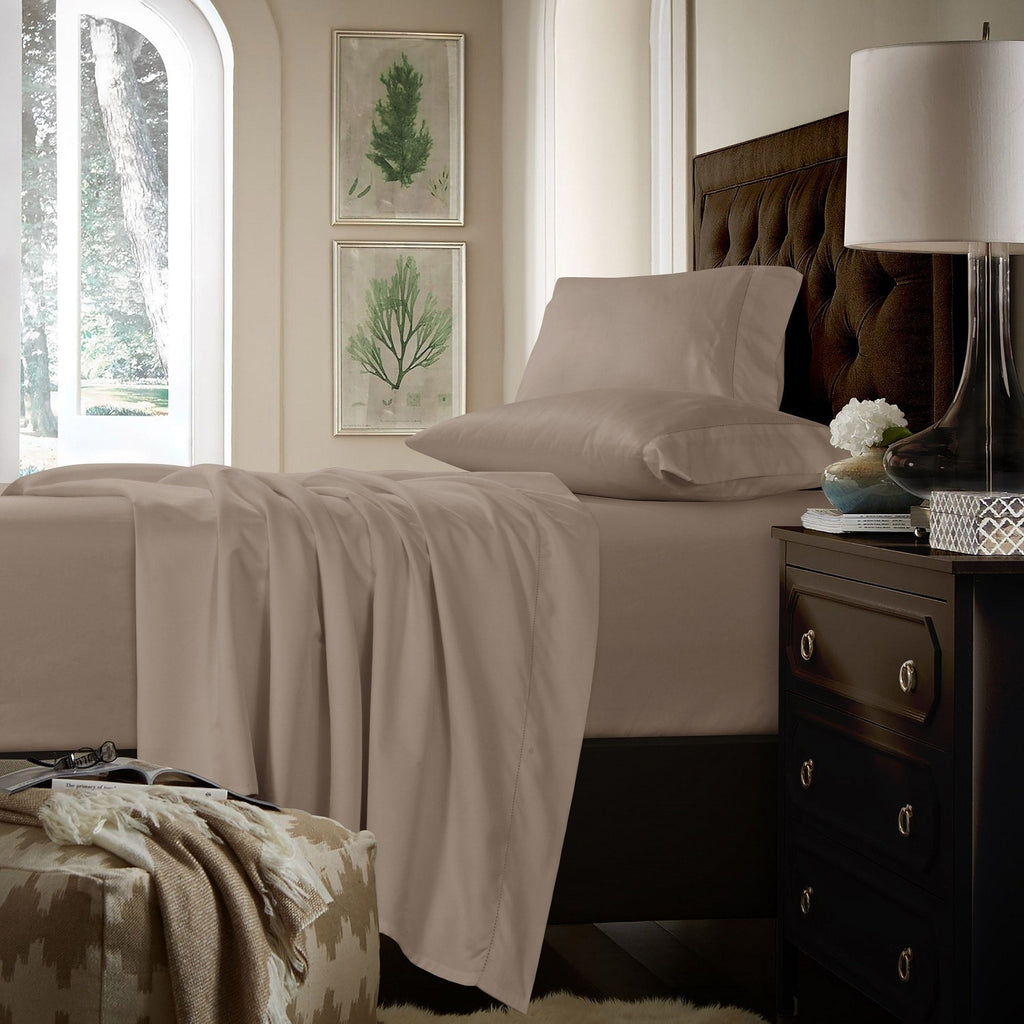 Parure de draps extra-profonds en coton 750 fils avec drap plat surdimensionné