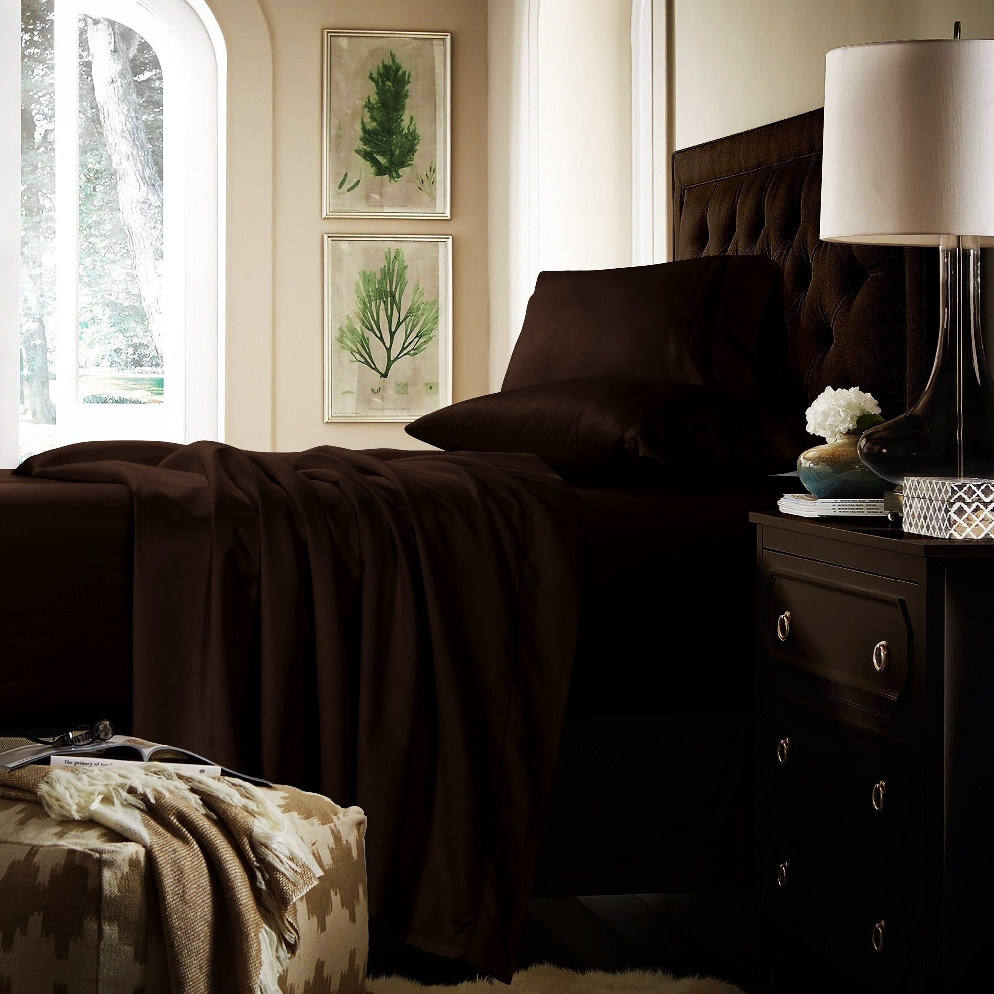 Parure de draps extra-profonds en coton 750 fils avec drap plat surdimensionné