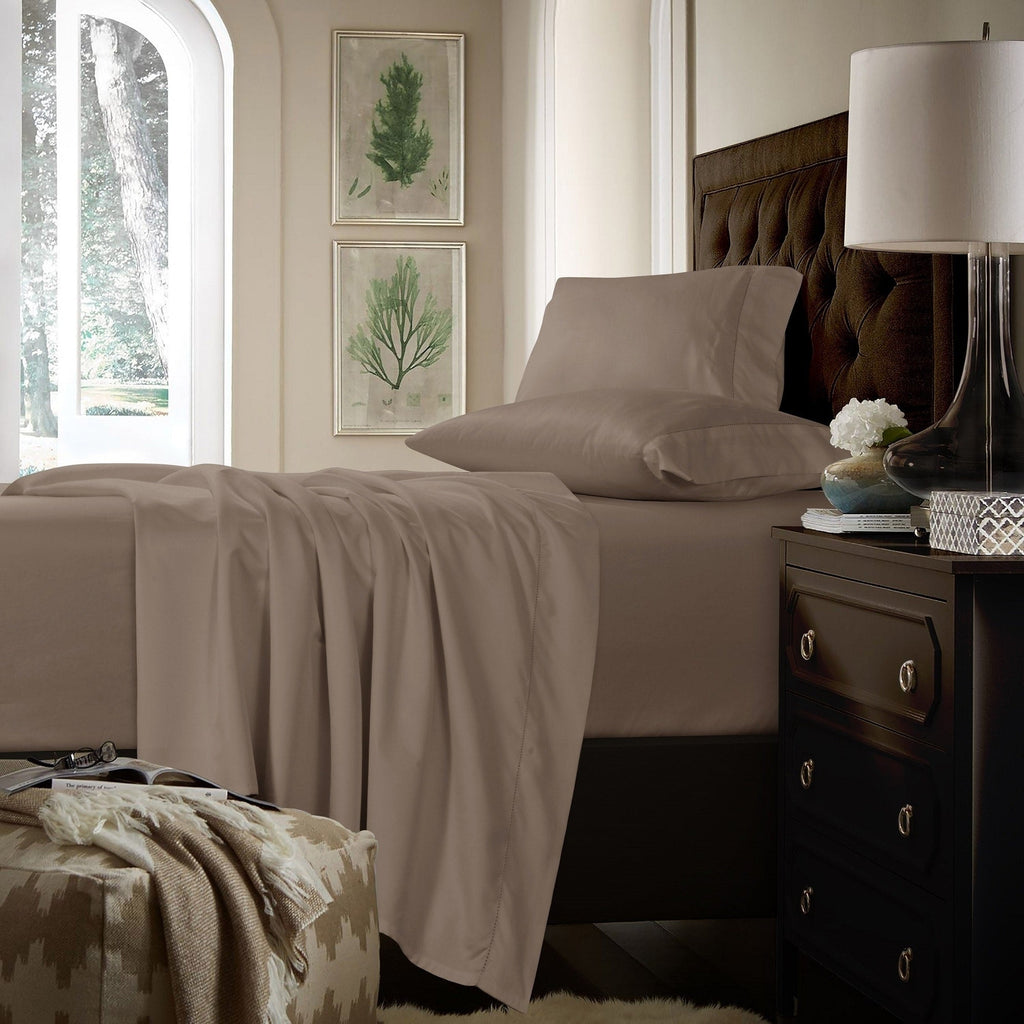 Parure de draps extra-profonds en coton 750 fils avec drap plat surdimensionné