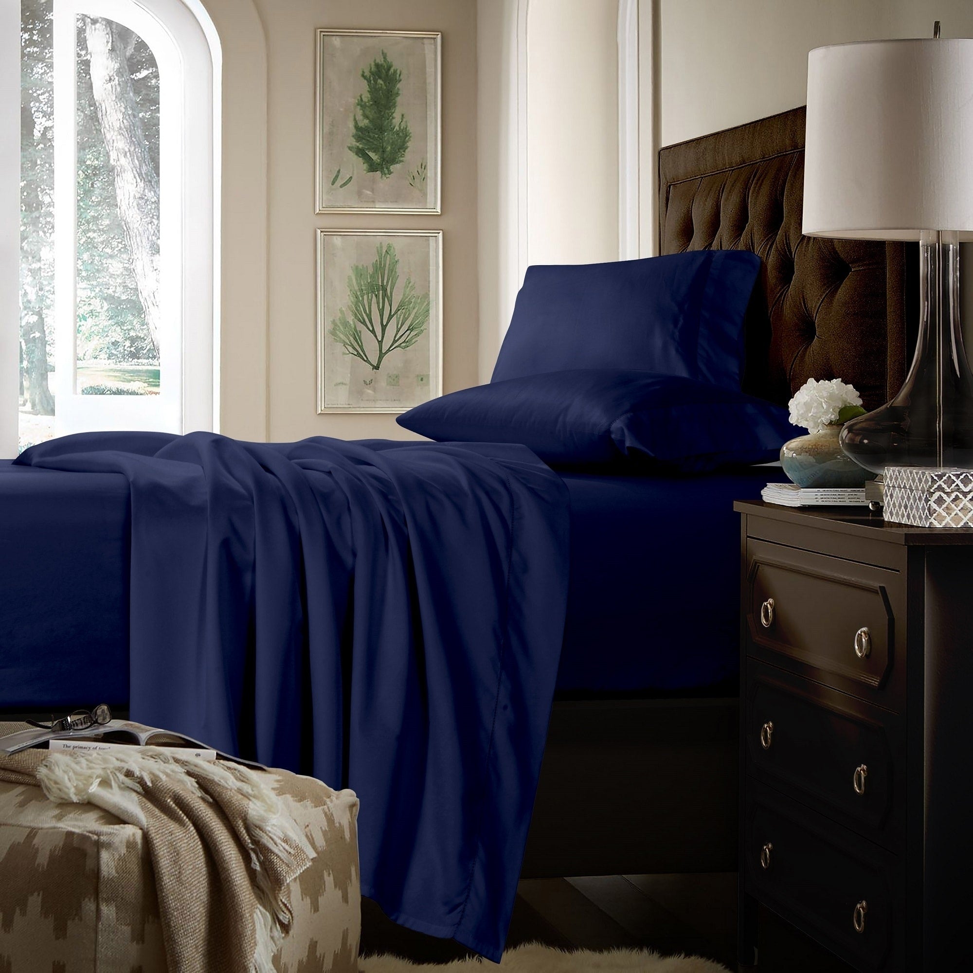 Parure de draps extra-profonds en coton 750 fils avec drap plat surdimensionné