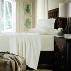 Parure de draps extra-profonds en coton 750 fils avec drap plat surdimensionné