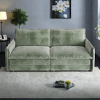 Canapé 2 places en velours côtelé 75, assise profonde avec canapé et 2 coussins pour le salon