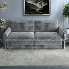 Canapé 2 places en velours côtelé 75, assise profonde avec canapé et 2 coussins pour le salon