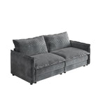 Canapé 2 places en velours côtelé 75, assise profonde avec canapé et 2 coussins pour le salon