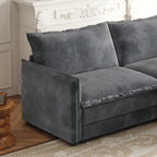 Canapé 2 places en velours côtelé 75, assise profonde avec canapé et 2 coussins pour le salon