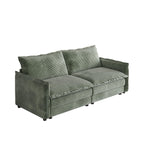 Canapé 2 places en velours côtelé 75, assise profonde avec canapé et 2 coussins pour le salon