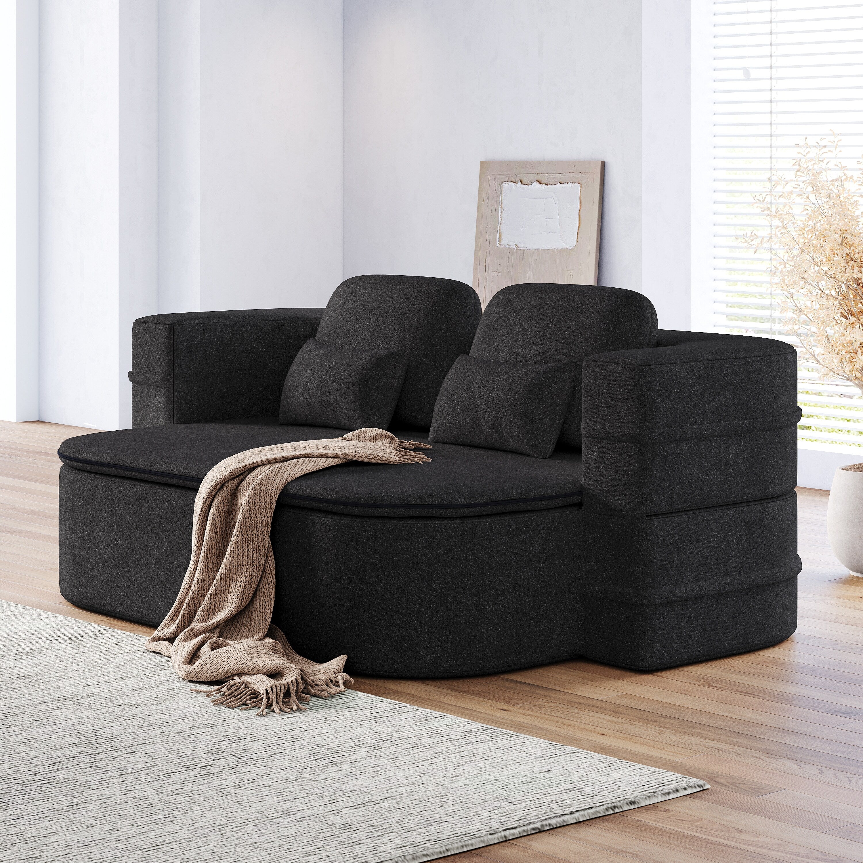 Canapé-lit convertible de 75 pouces avec couverture, canapé de sol, canapé de salon pour salon