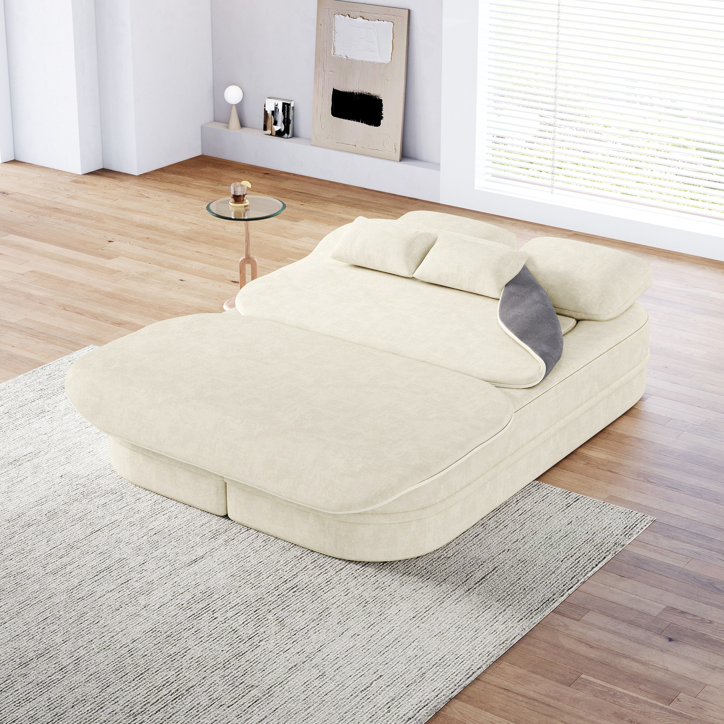 Canapé-lit convertible de 75 pouces avec couverture, canapé de sol, canapé de salon pour salon