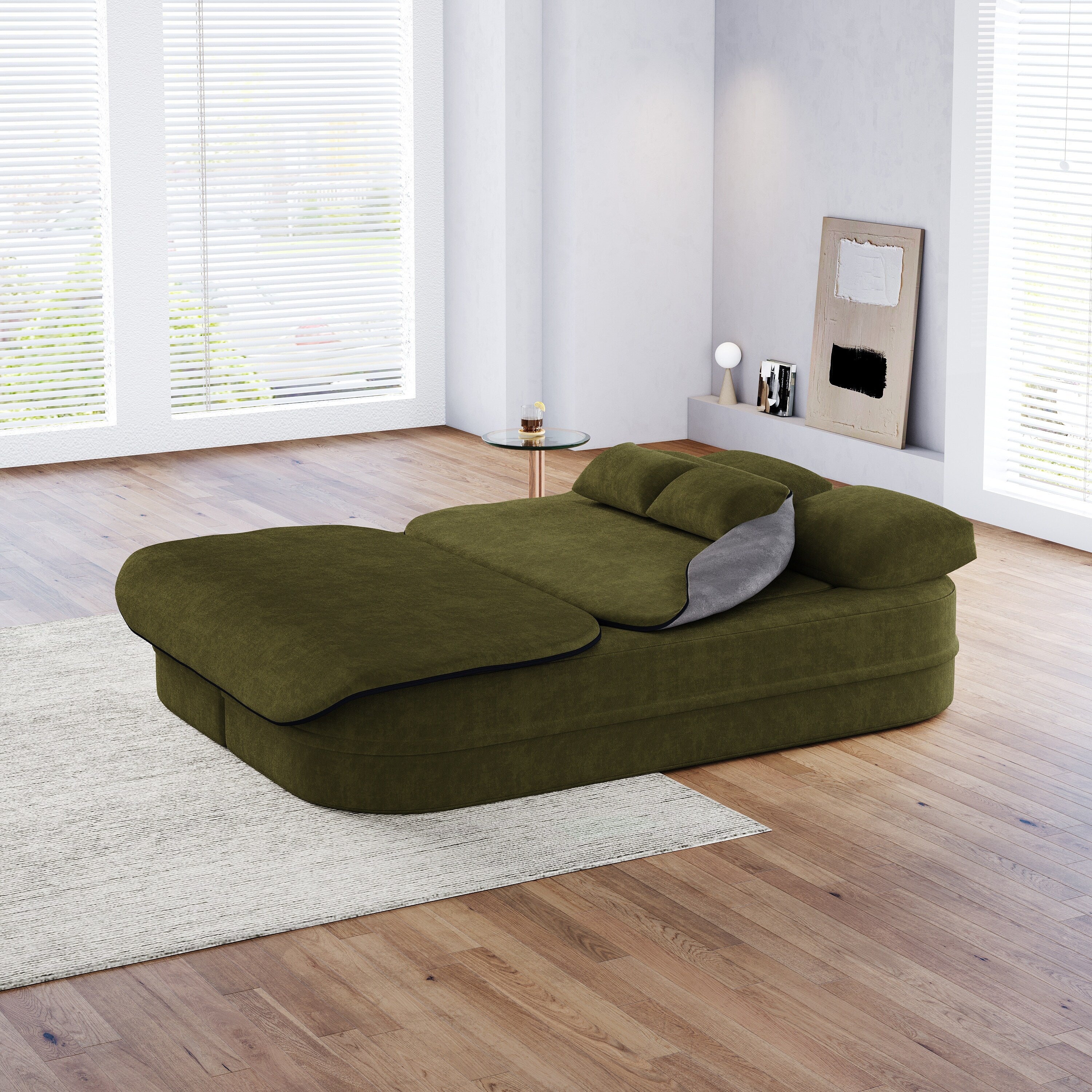 Canapé-lit convertible de 75 pouces avec couverture, canapé de sol, canapé de salon pour salon