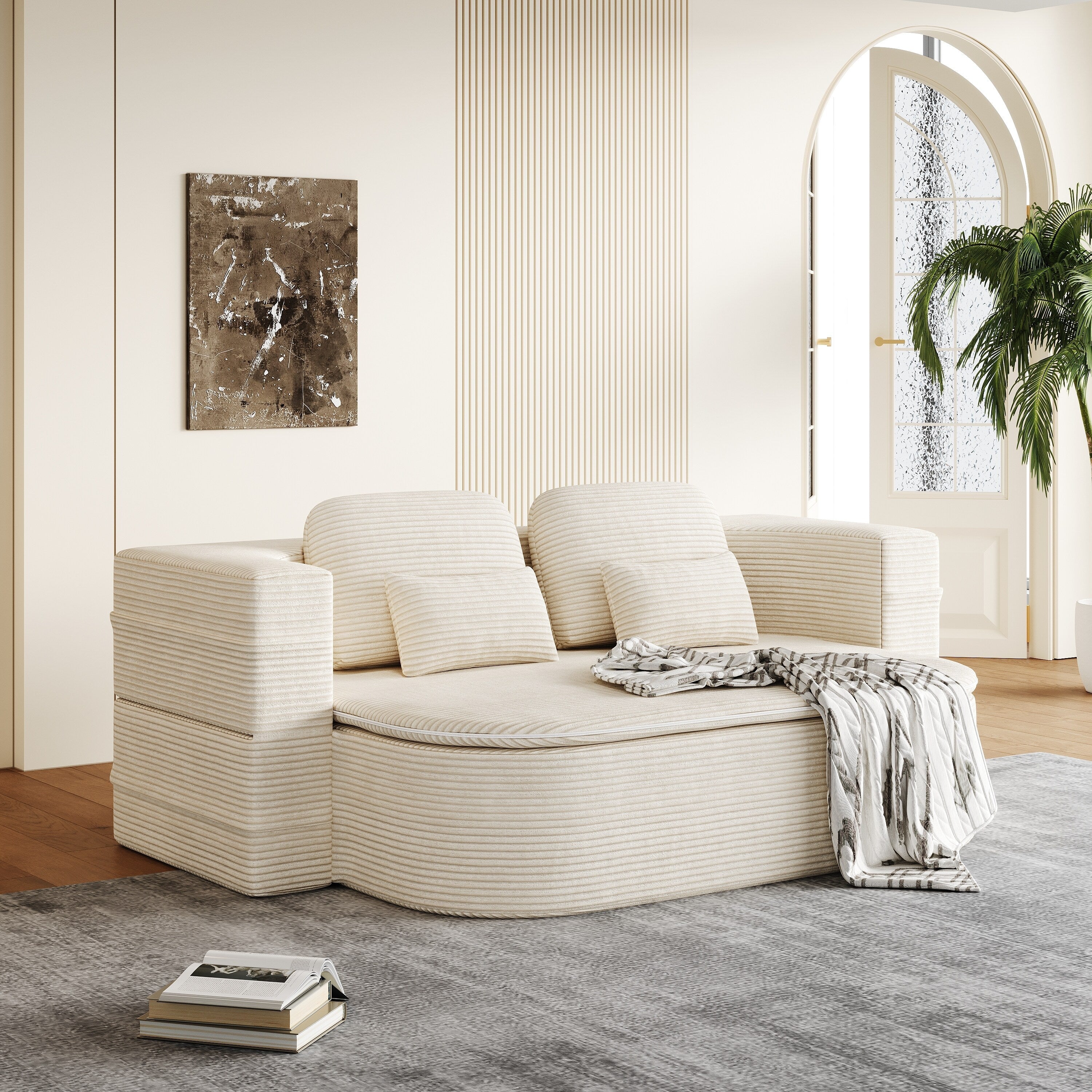 Canapé-lit convertible de 75 pouces avec couverture, canapé de sol, canapé de salon pour salon