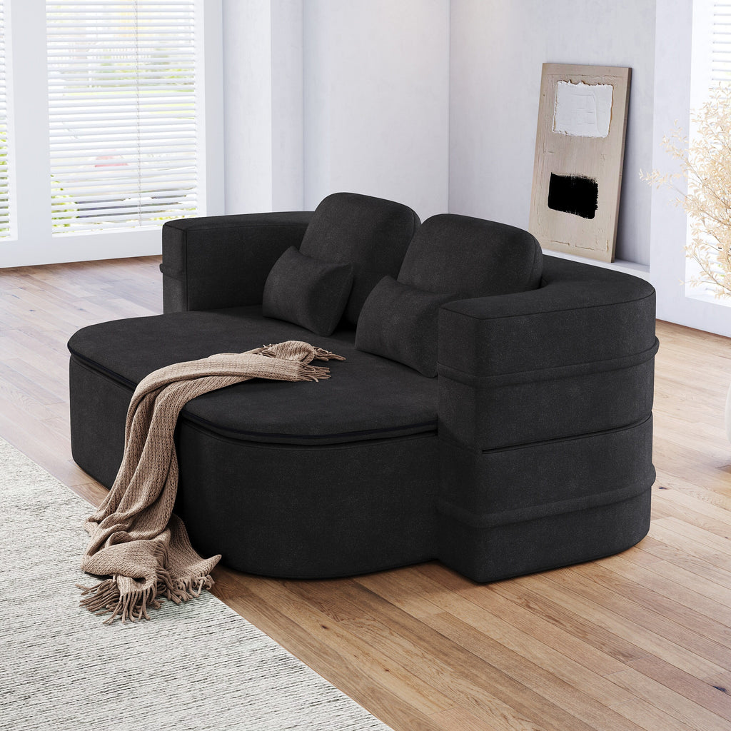 Canapé-lit pliable 2 en 1 75'', convertible en mousse chenille, avec couverture multifonctionnelle, canapé-lit de salon