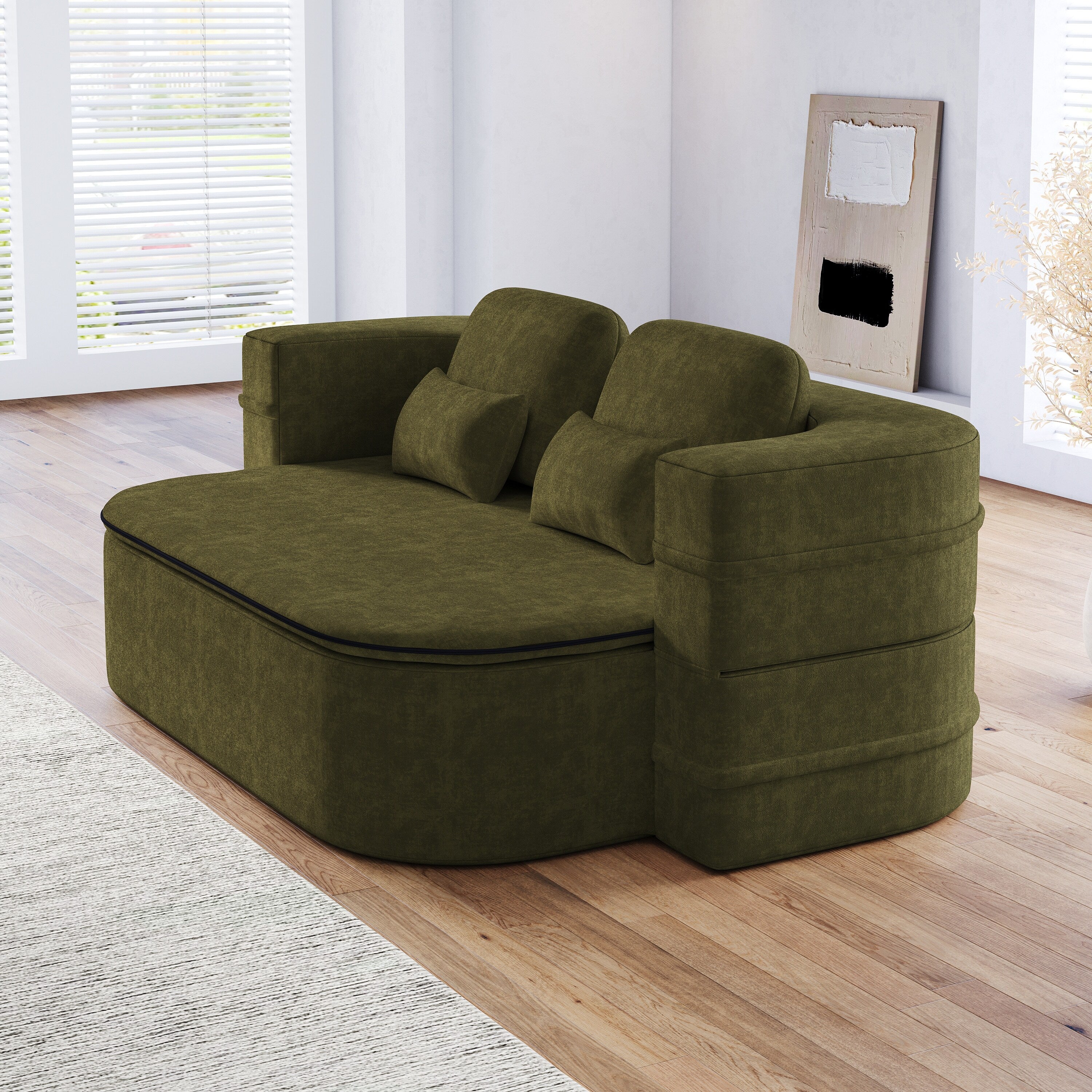 Canapé-lit pliable 2 en 1 75'', convertible en mousse chenille, avec couverture multifonctionnelle, canapé-lit de salon