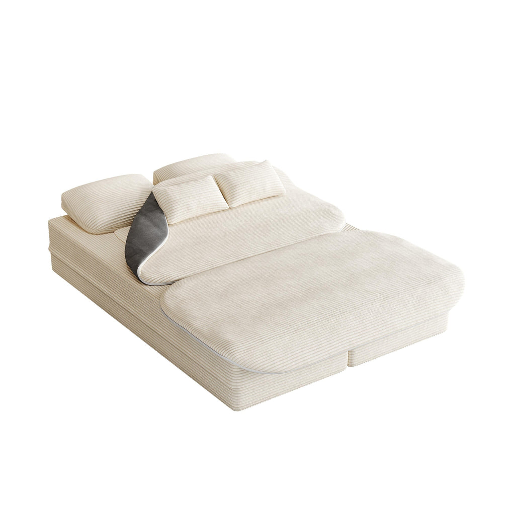 Canapé-lit pliable 2 en 1 de 75 pouces, convertible en mousse avec couverture multifonctionnelle, canapé-lit de sol