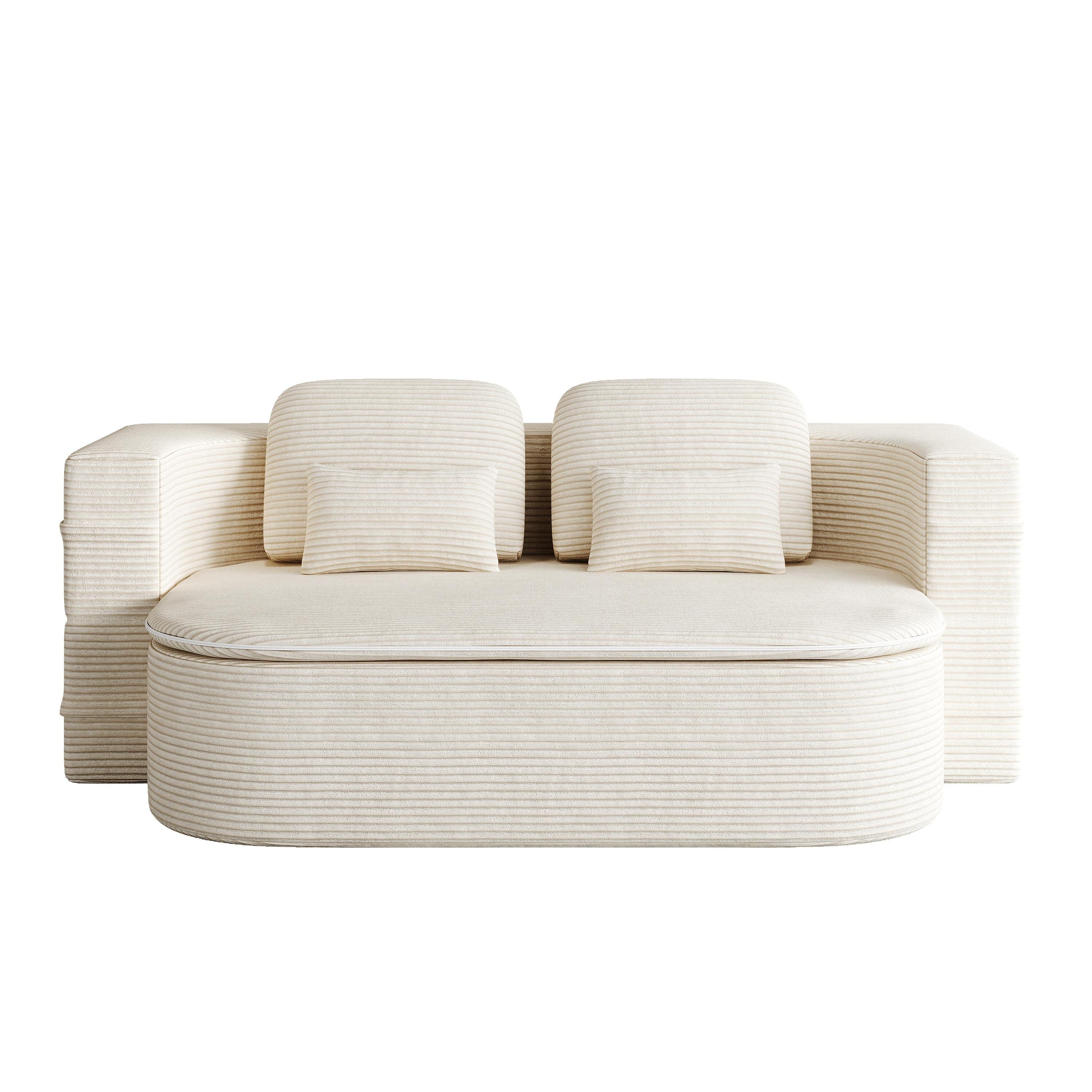 Canapé-lit pliable 2 en 1 de 75 pouces, convertible en mousse avec couverture multifonctionnelle, canapé-lit de sol