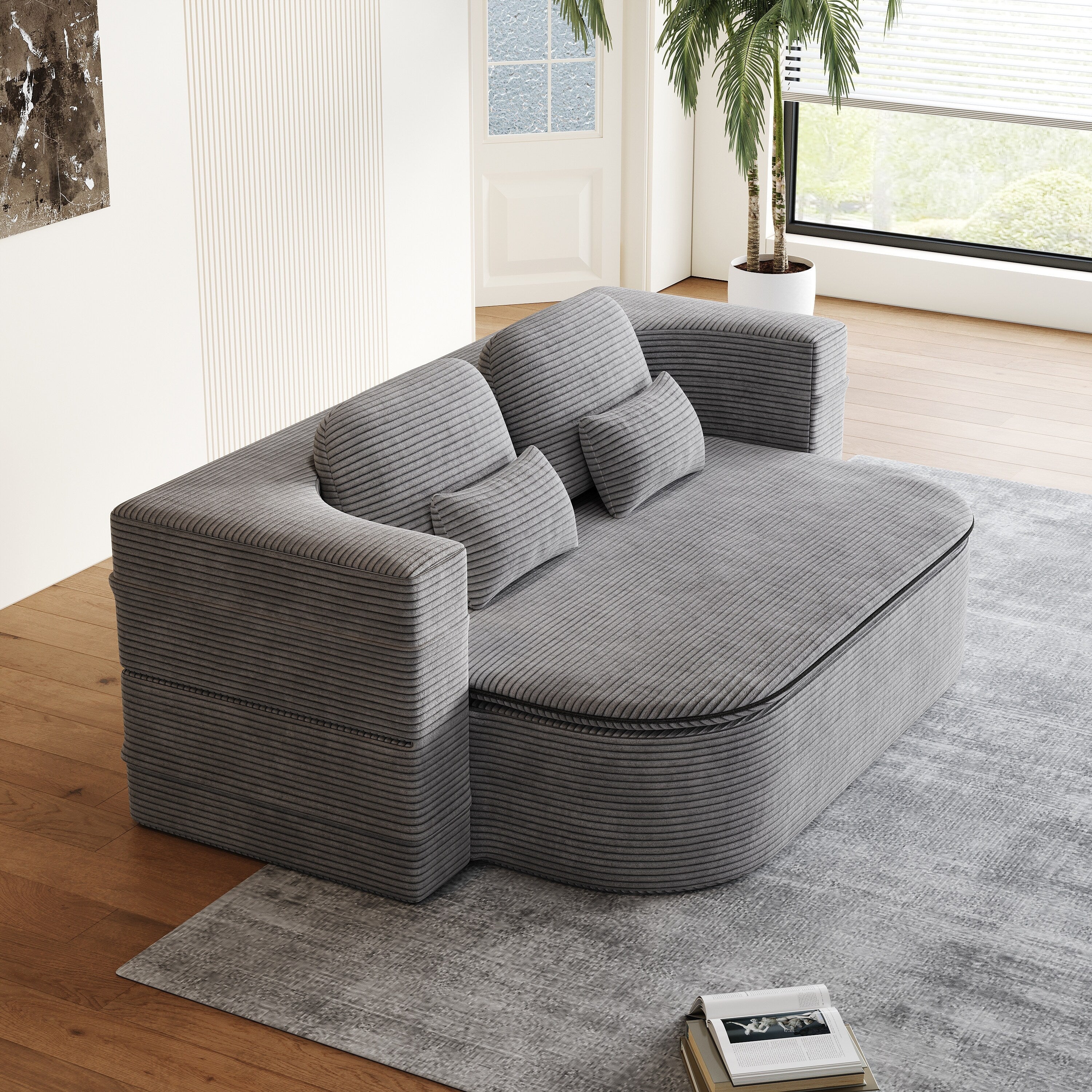 Canapé-lit pliable 2 en 1 de 75 pouces, convertible en mousse avec couverture multifonctionnelle, canapé-lit de sol