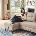 Canapé-lit gigogne rembourré 76,18 avec méridienne de rangement