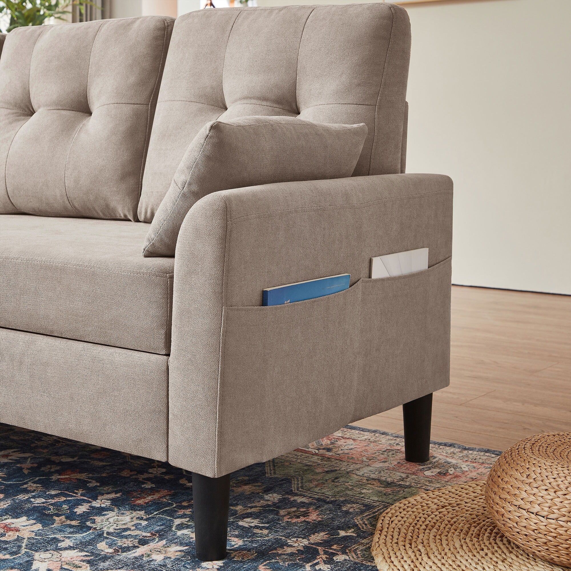 Canapé-lit gigogne rembourré 76,18 avec méridienne de rangement