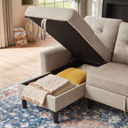 Canapé-lit gigogne rembourré 76,18 avec méridienne de rangement