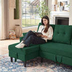 Canapé-lit gigogne rembourré 76,18 avec méridienne de rangement