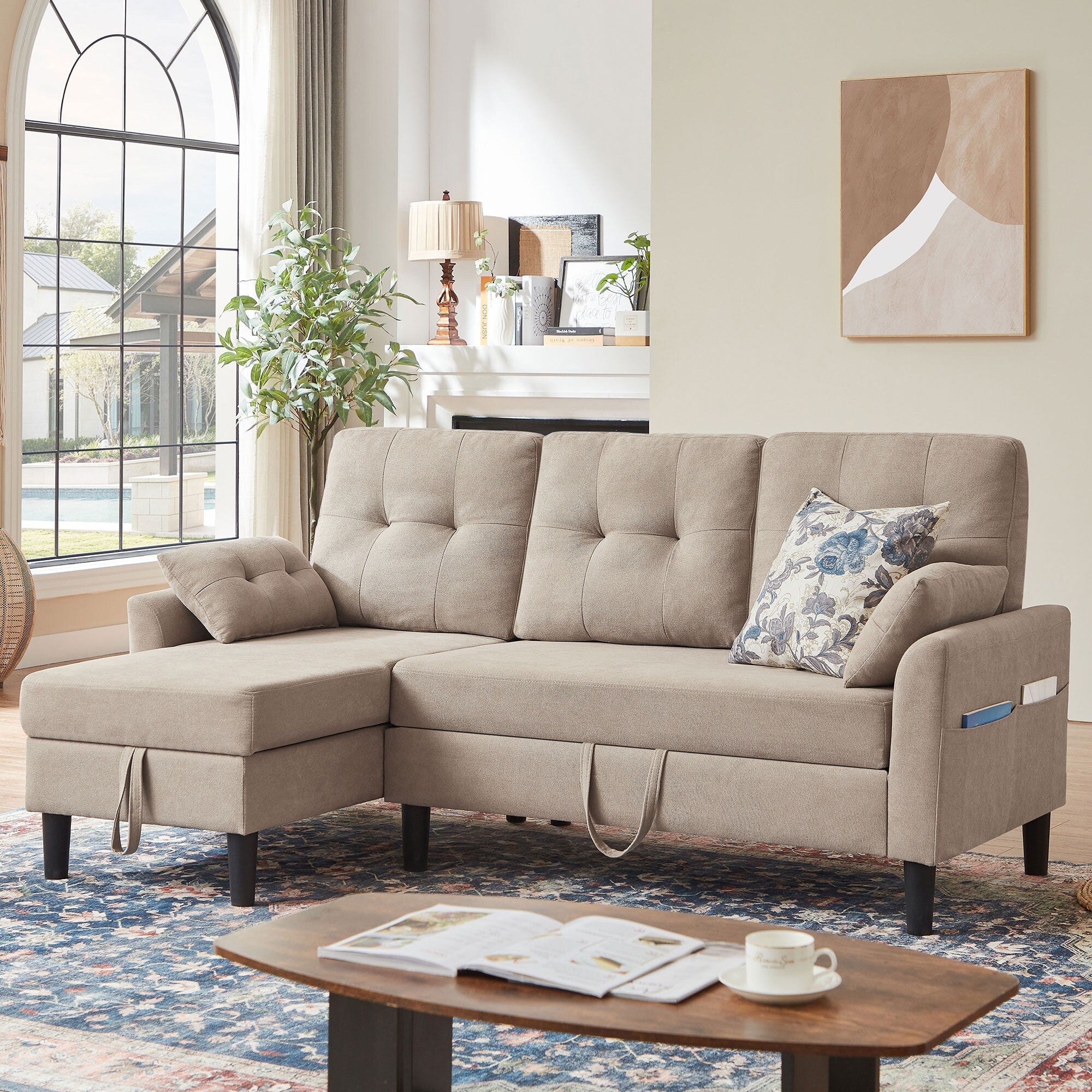 Canapé-lit gigogne rembourré 76,18 avec méridienne de rangement