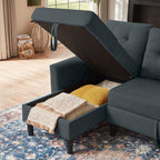 Canapé-lit gigogne rembourré 76,18 avec méridienne de rangement