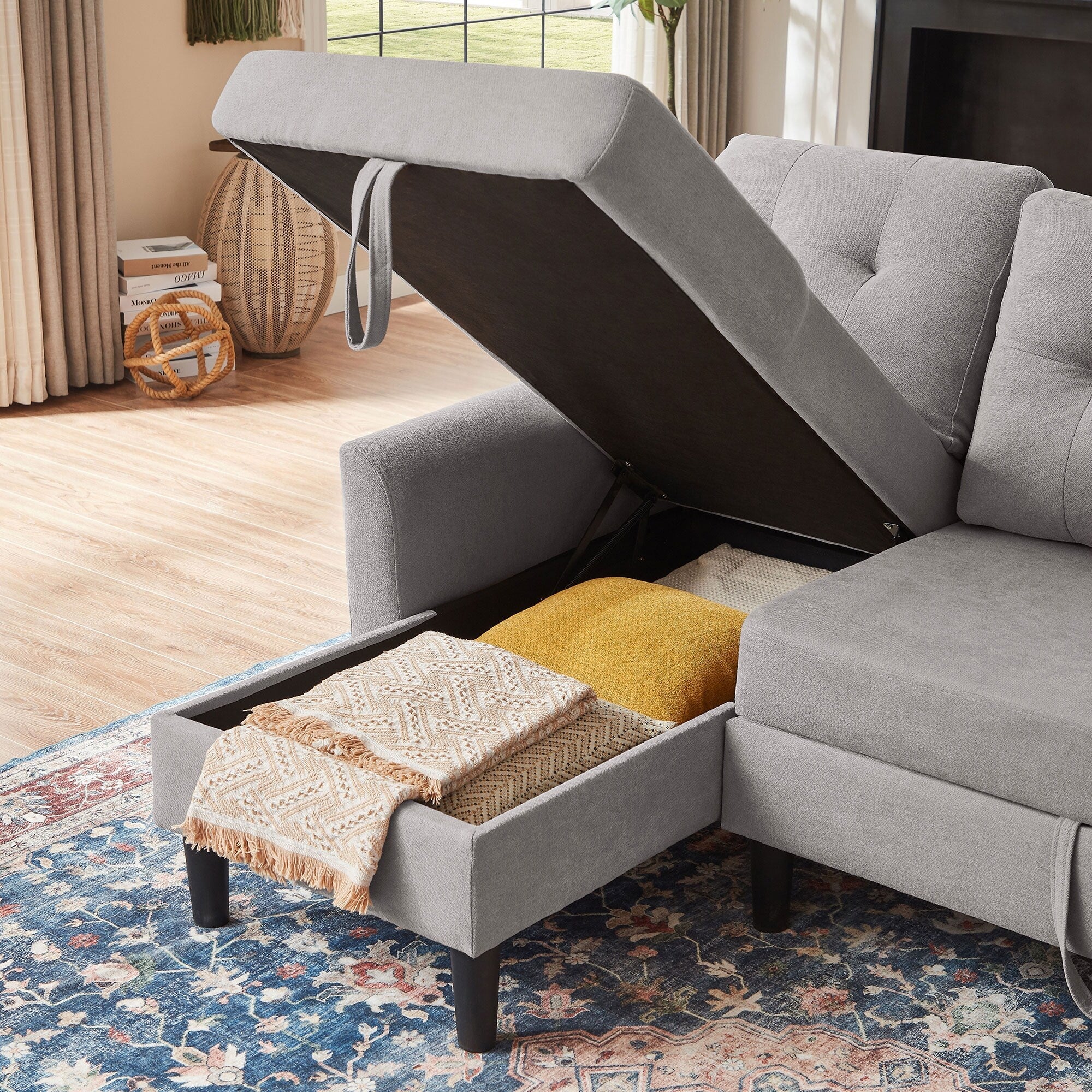 Canapé-lit gigogne rembourré 76,18 avec méridienne de rangement