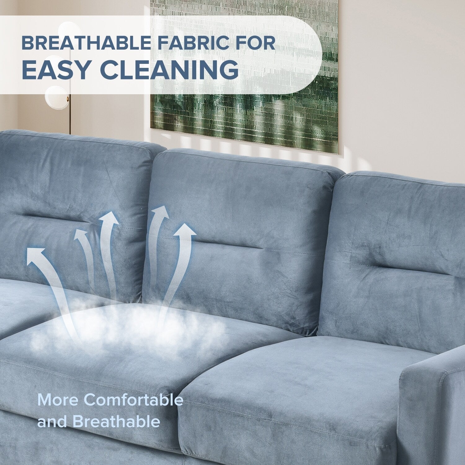 Canapé 3 places en velours 76,7 avec cadre en bois dur robuste et mousse hautement élastique pour le salon