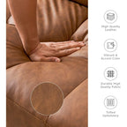 Canapé-lit futon Mid-Century 76,8 po – Canapé-lit convertible pour salon et chambre, similicuir marron pécan