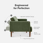 Canapé-lit futon moderne du milieu du siècle 76,8 po - Petit canapé-lit causeuse avec housse en velours de qualité supérieure pour salon, vert olive