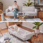 Canapé-lit futon moderne du milieu du siècle 76,8 po - Petit canapé-lit causeuse avec housse en velours de qualité supérieure pour salon, vert olive