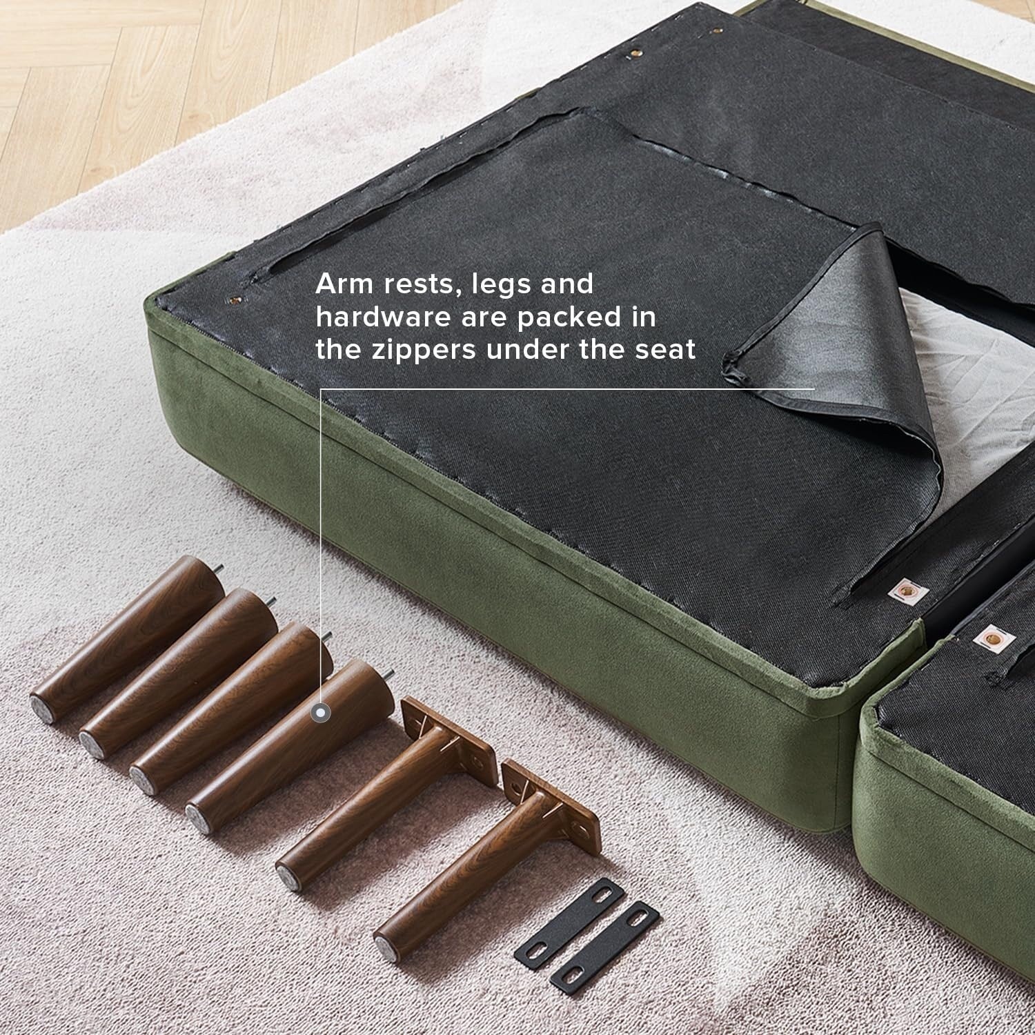 Canapé-lit futon moderne du milieu du siècle 76,8 po - Petit canapé-lit causeuse avec housse en velours de qualité supérieure pour salon, vert olive