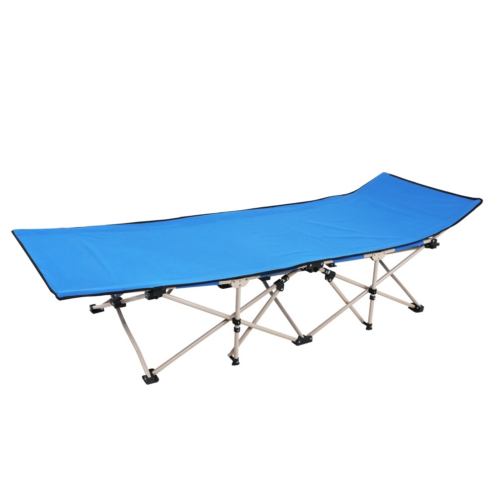 Lit de camping pliable d'extérieur de 76 pieds, bleu