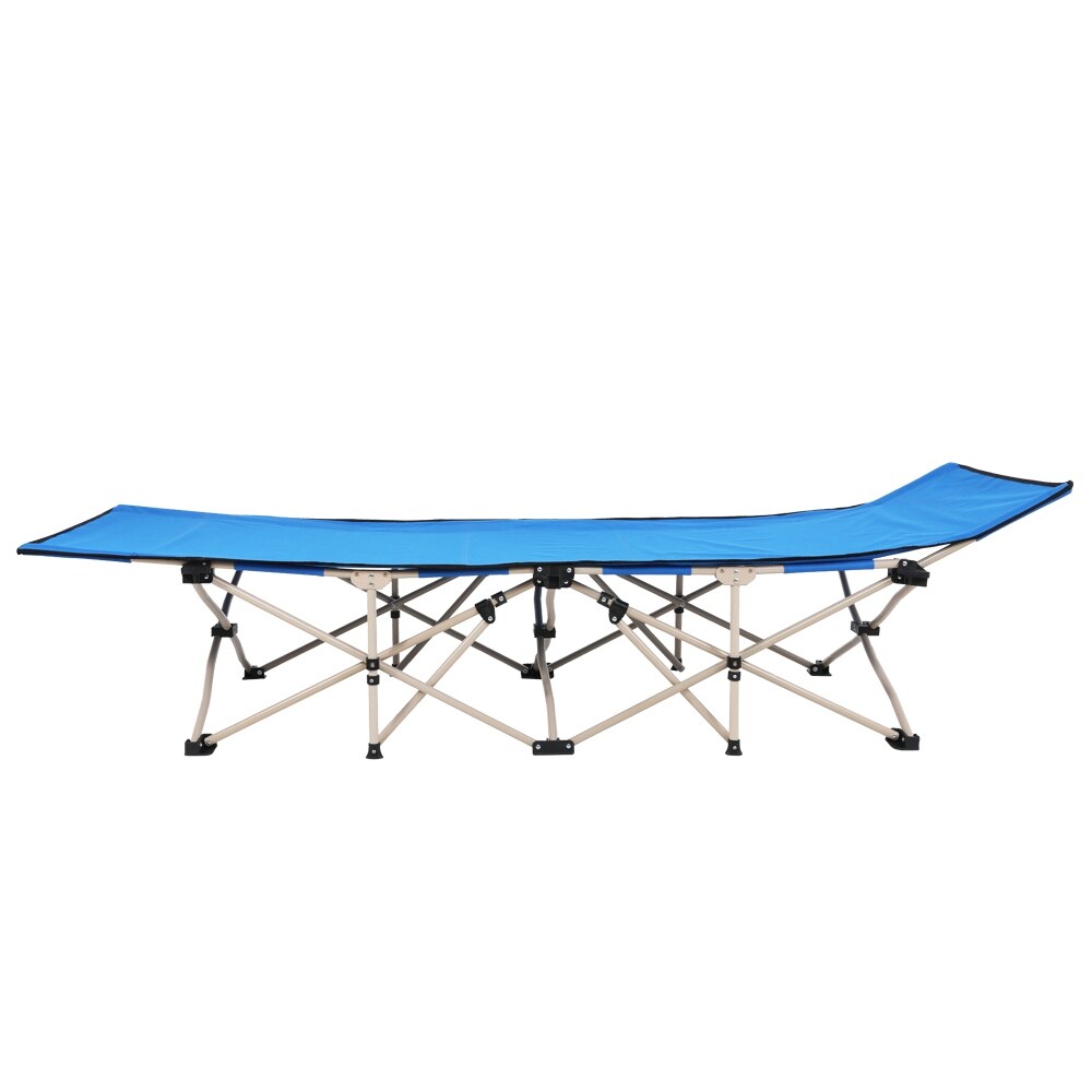 Lit de camping pliable d'extérieur de 76 pieds, bleu