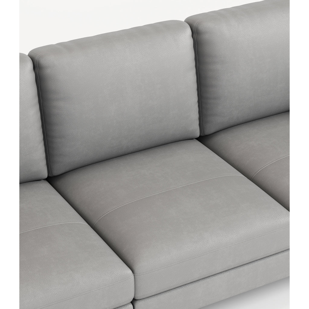 Canapé 3 places en cuir véritable 77 pouces avec chargeur USB, coussins haute résilience et pieds en métal noir