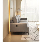 Canapé 3 places en cuir véritable 77 pouces avec chargeur USB, coussins haute résilience et pieds en métal noir