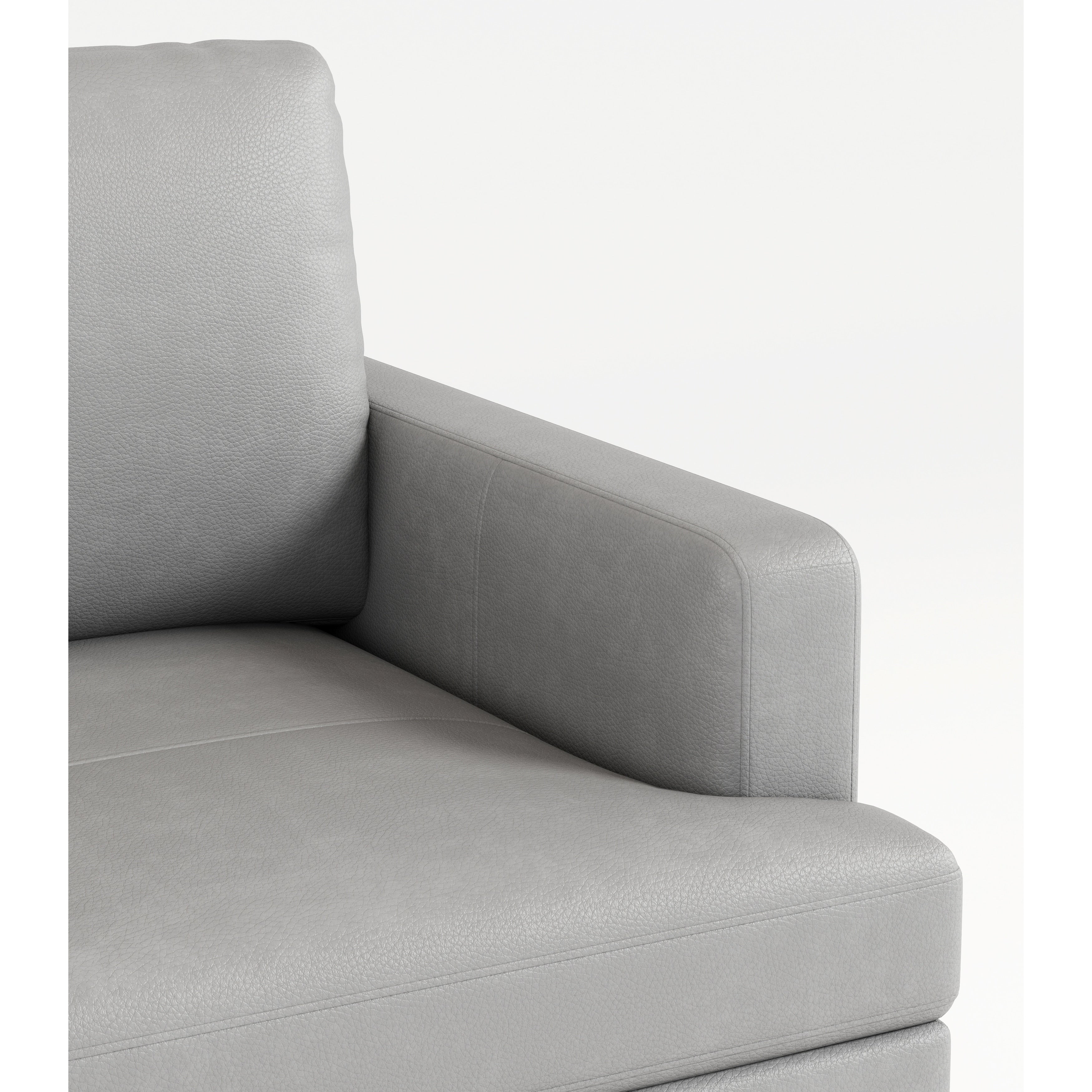 Canapé 3 places en cuir véritable 77 pouces avec chargeur USB, coussins haute résilience et pieds en métal noir