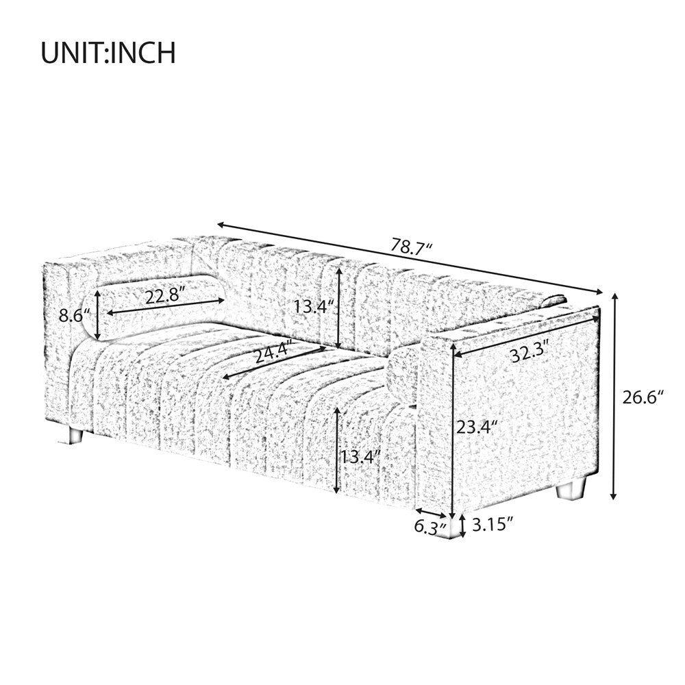 Canapé rembourré en chenille 78,7 avec pieds
