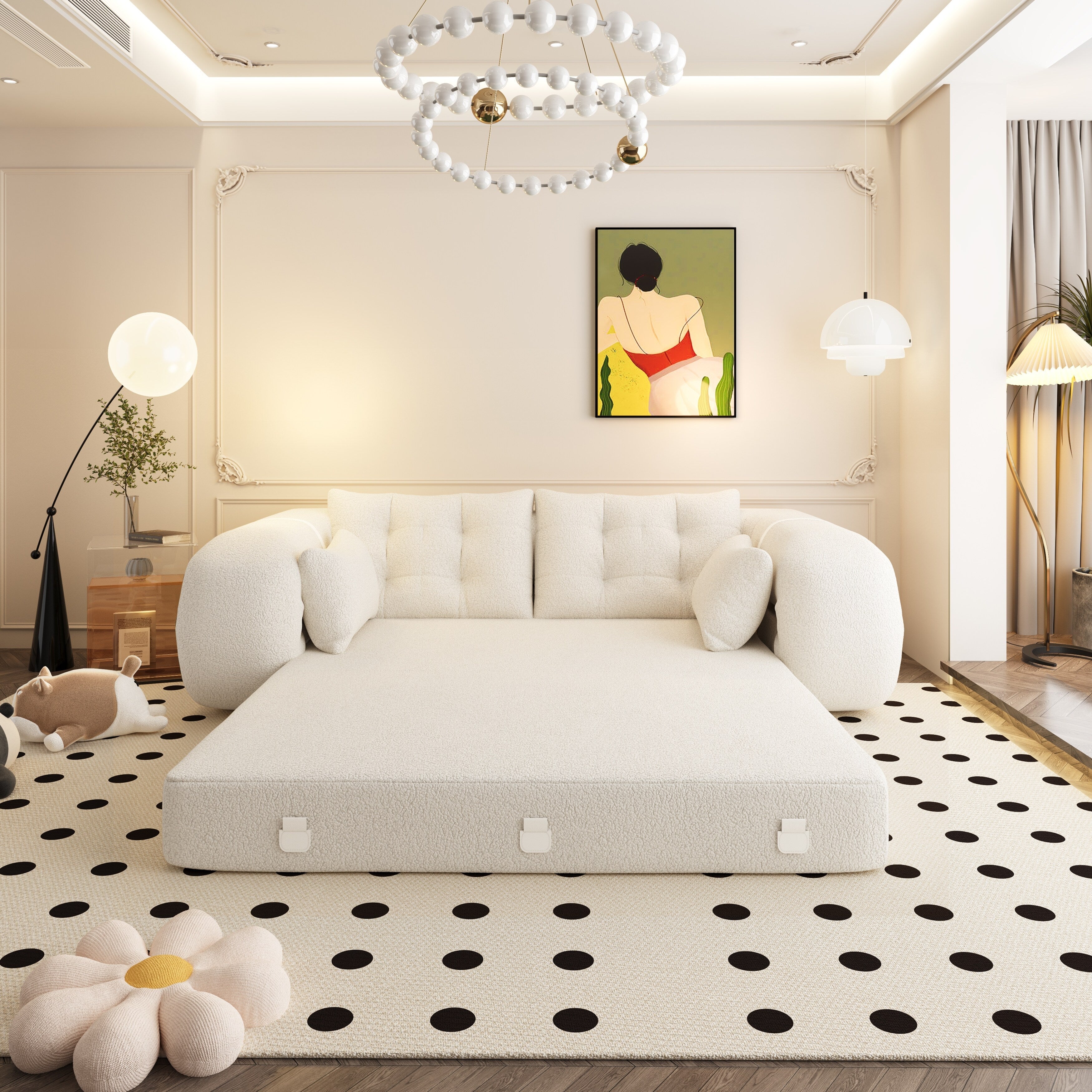 Lit pour chien 78,7 pouces, canapé-lit pliant 3 en 1