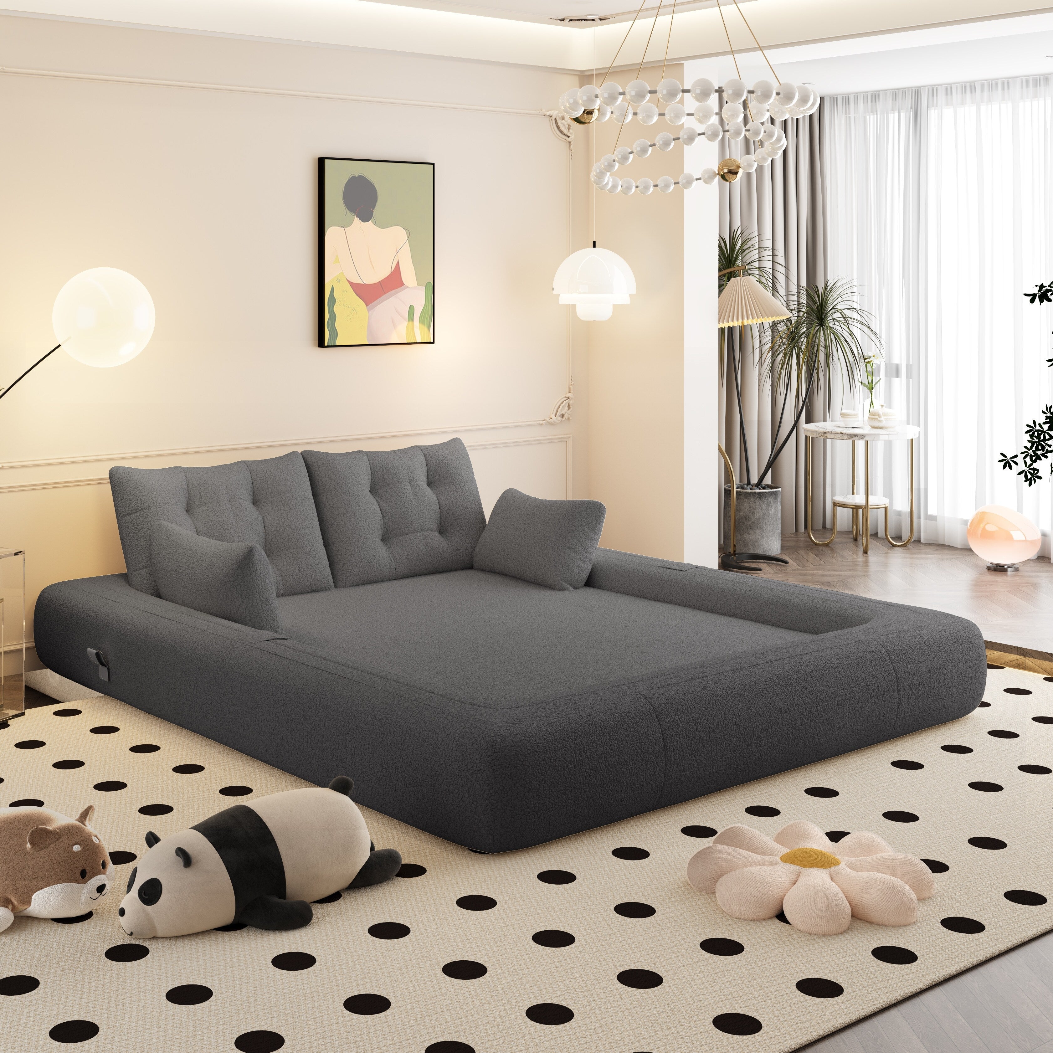 Lit pour chien 78,7 pouces, canapé-lit pliant 3 en 1