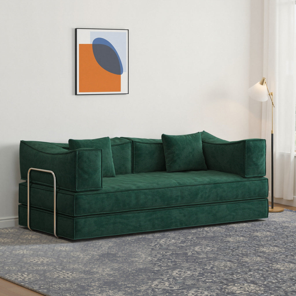 Canapé modulaire de 78,8 pouces, canapé convertible en bloc de pudding, canapé-lit sur pied avec accoudoirs et canapé-lit confortable