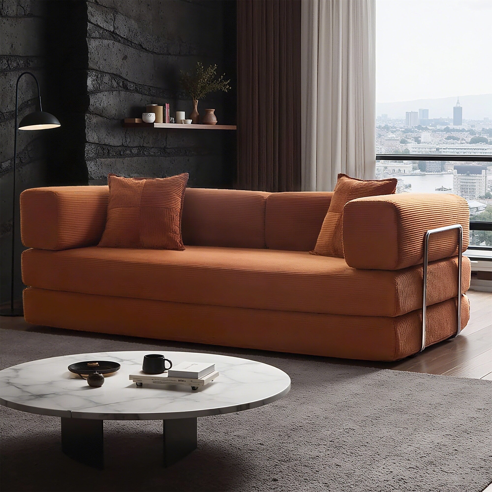 Canapé-lit convertible de 78,8 cm avec coussin de soutien dorsal et accoudoirs