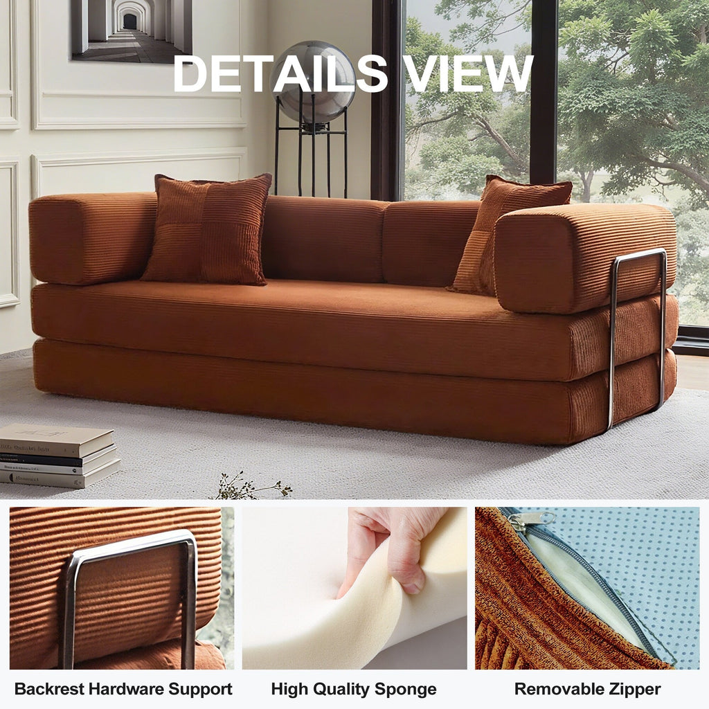 Canapé-lit convertible de 78,8 cm avec coussin de soutien dorsal et accoudoirs