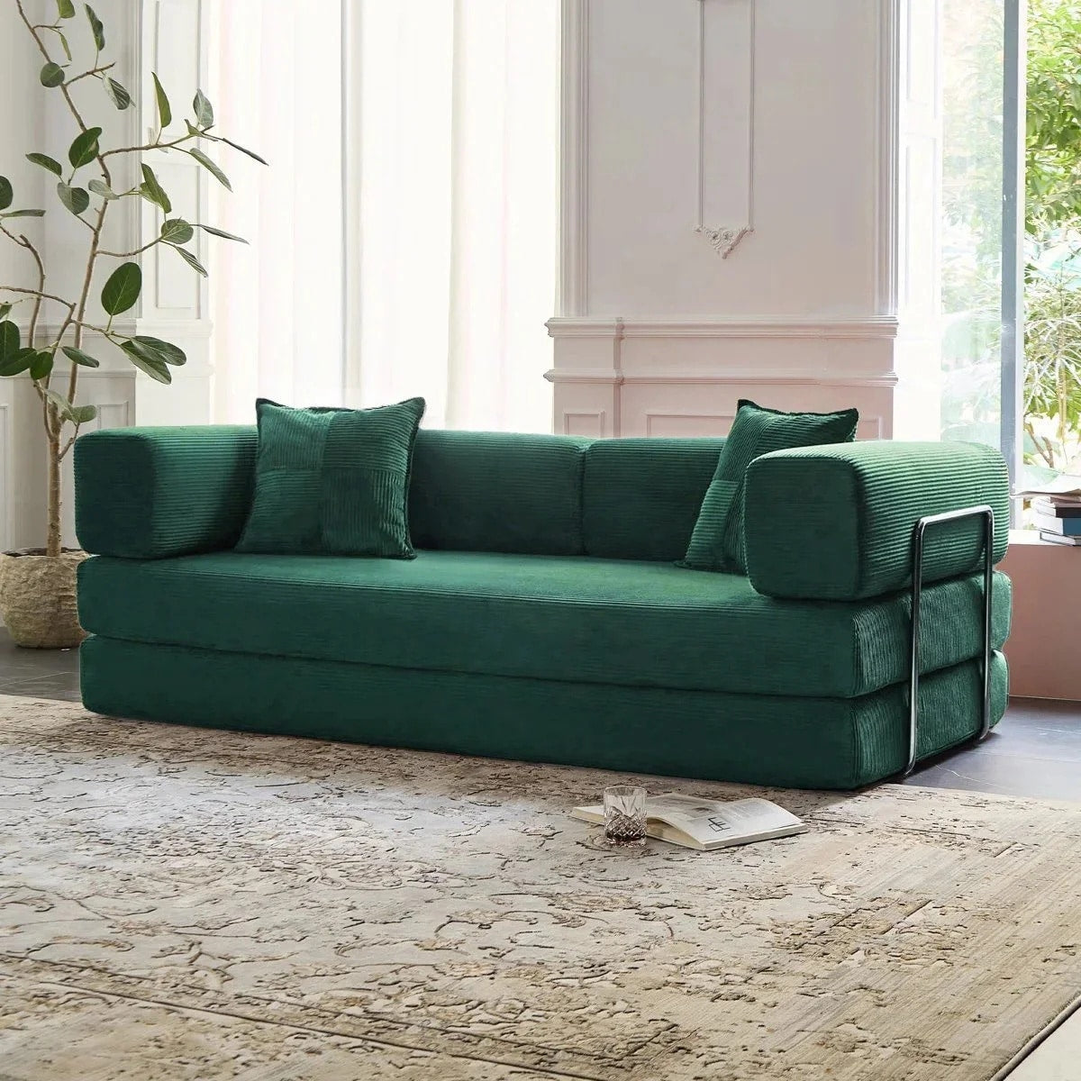 Canapé-lit convertible 78,8 pouces avec oreiller de compression, confortable, futon